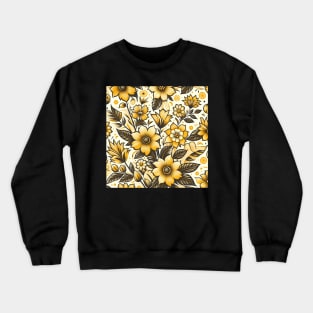 Yellow Floral Illustration Crewneck Sweatshirt